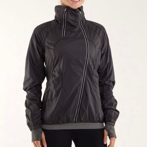 LULULEMON Run: Inspire Jacket W’s 4 Black DWR Waterproof Running Lightweight
